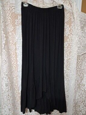 Vintage Sedona Stitchery Ruffled Low High Flouncy Boho Black Maxi Whimsygoth Lg